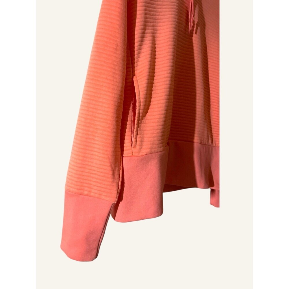 NIKE Women's S Dri-Fit Coral Pink Cropped Pullover Hoodie Sweatshirt Bubble Rib - Picture 2 of 6